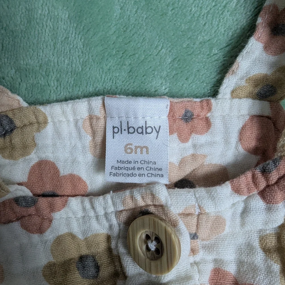 pl- baby Muslin Cotton Infant Bucket Sun Hat, Top, and Bloomer Set 6 month